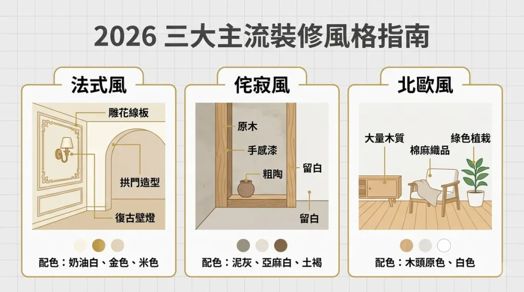 2026室內裝修三大主流風格核心元素與配色推薦