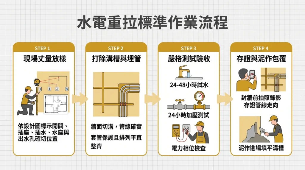 室內水電重拉基礎工程標準作業流程圖